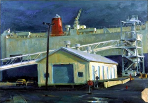 Cargo Ship at Benicia Arsenal Linda Grebmeier